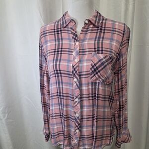 Time and Tru Pink and Blue Plaid Shirt